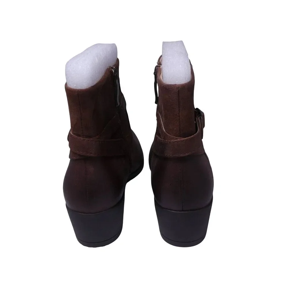Dansko Cagney Boots Womens 8.5 M Brown Leather Suede Ankle Bootie Buckle Preppy